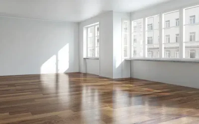 Parquet en bois bien entretenu avec finition brillante