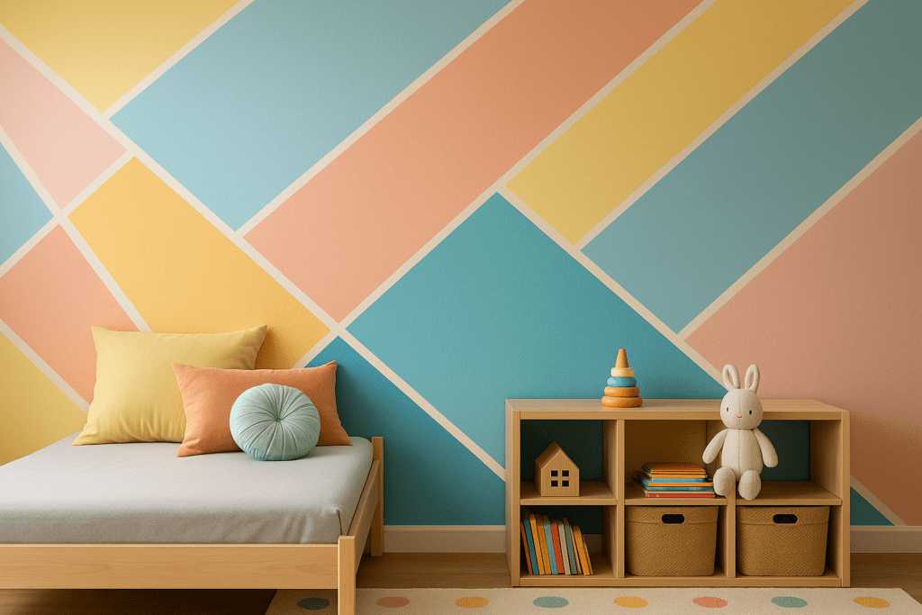 peinture murale chambre enfant formes géométriques