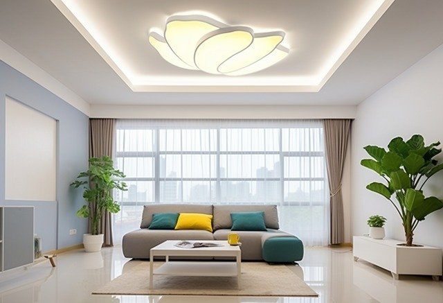 Ampoules LED économes en énergie dans un salon moderne