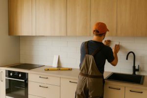 Photo d'un artisan réalisant une rénovation de la cuisine