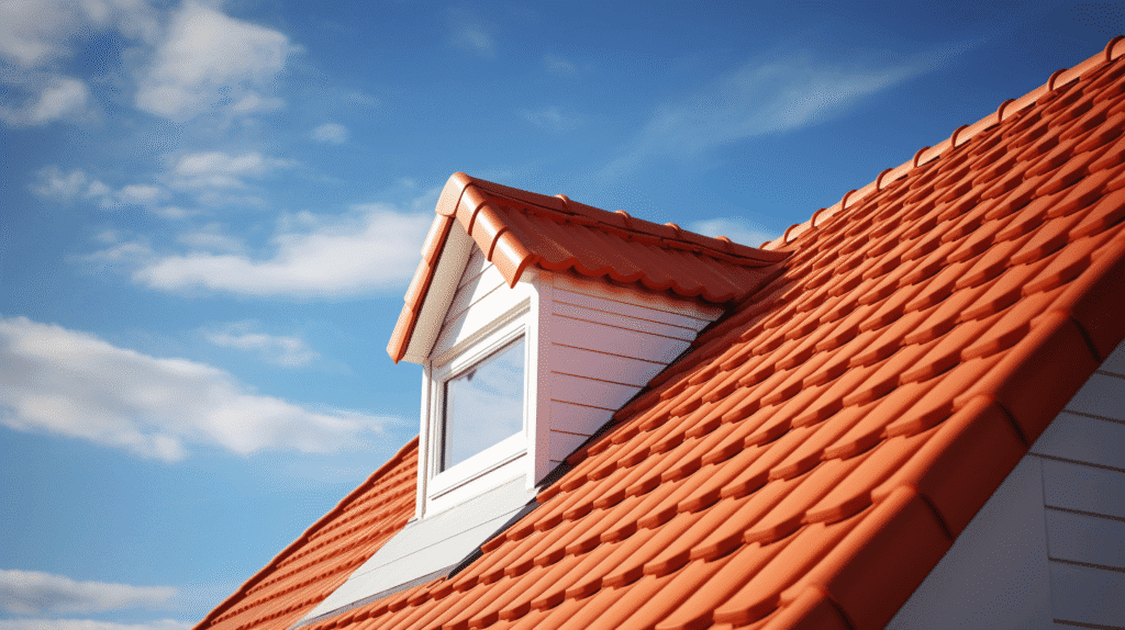 Toiture en tuiles terre cuite rouge traditionnelle