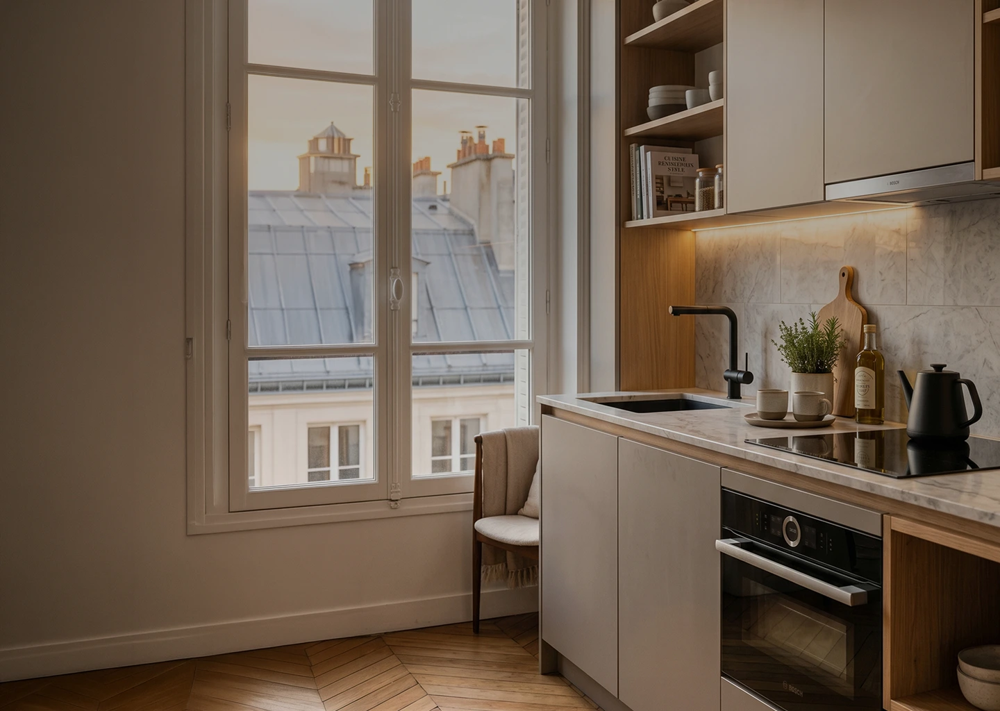 Installation d'une cuisine d'appartement