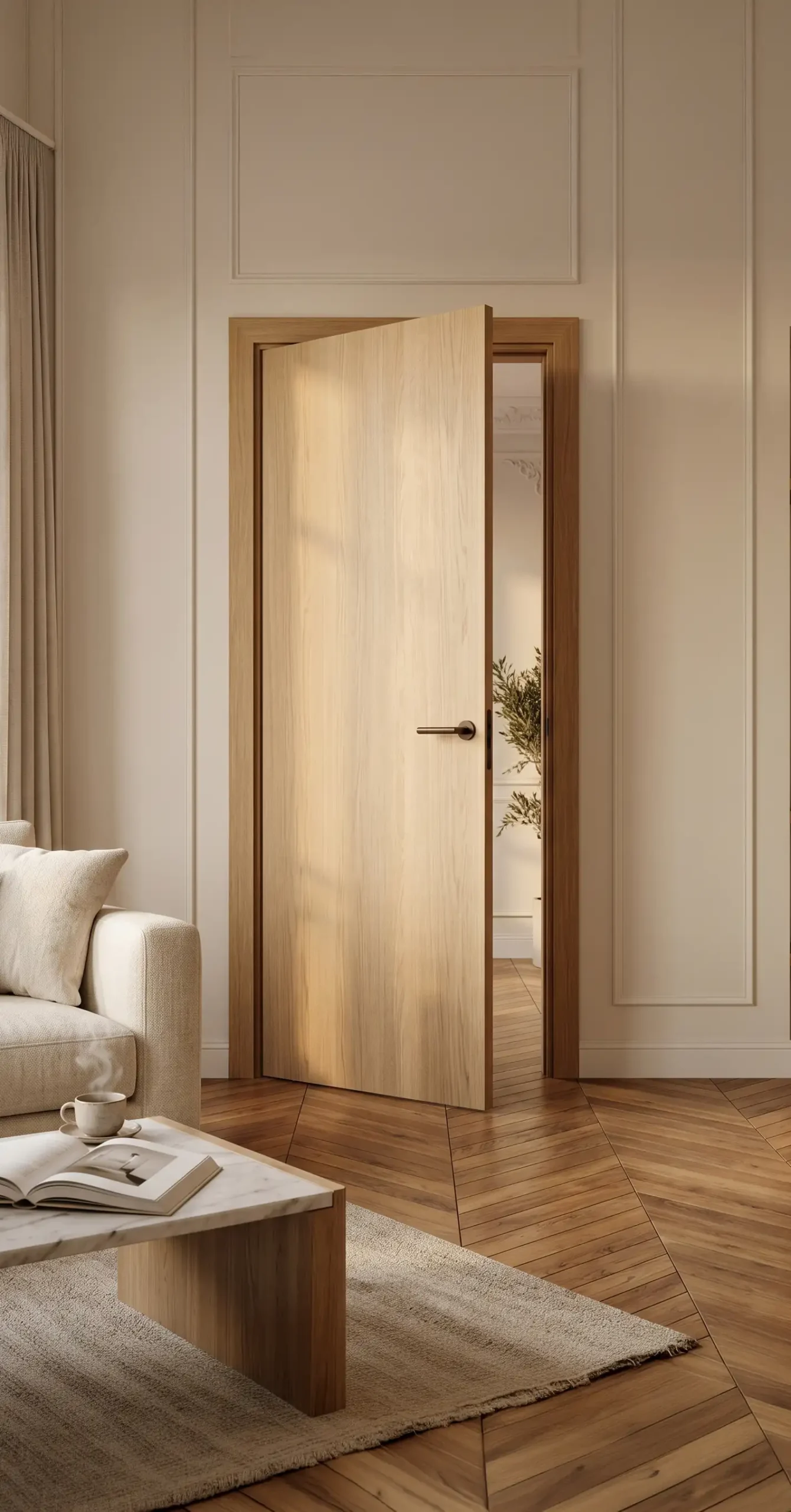 salon moderne avec un parquet en bois
