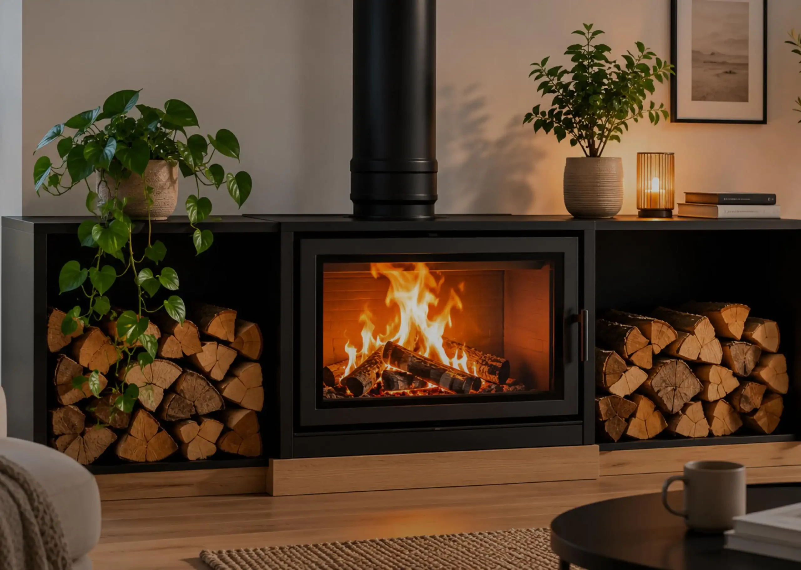 Poêle à bois moderne pour chauffage et rénovation énergétique