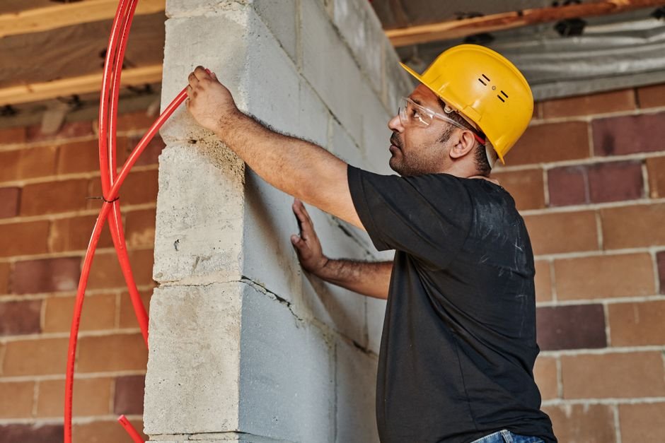Artisan réalisant des travaux d'isolation
