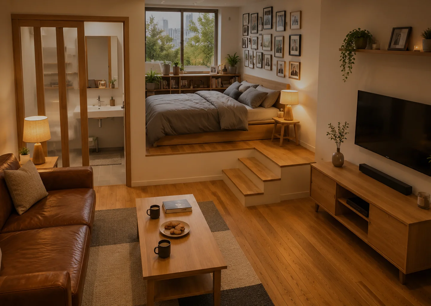 Aménagement de chambre avec lit estrade et rénovation intérieure