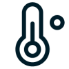 Icône de thermomètre symbolisant la régulation précise de la température intérieure et le confort thermique.