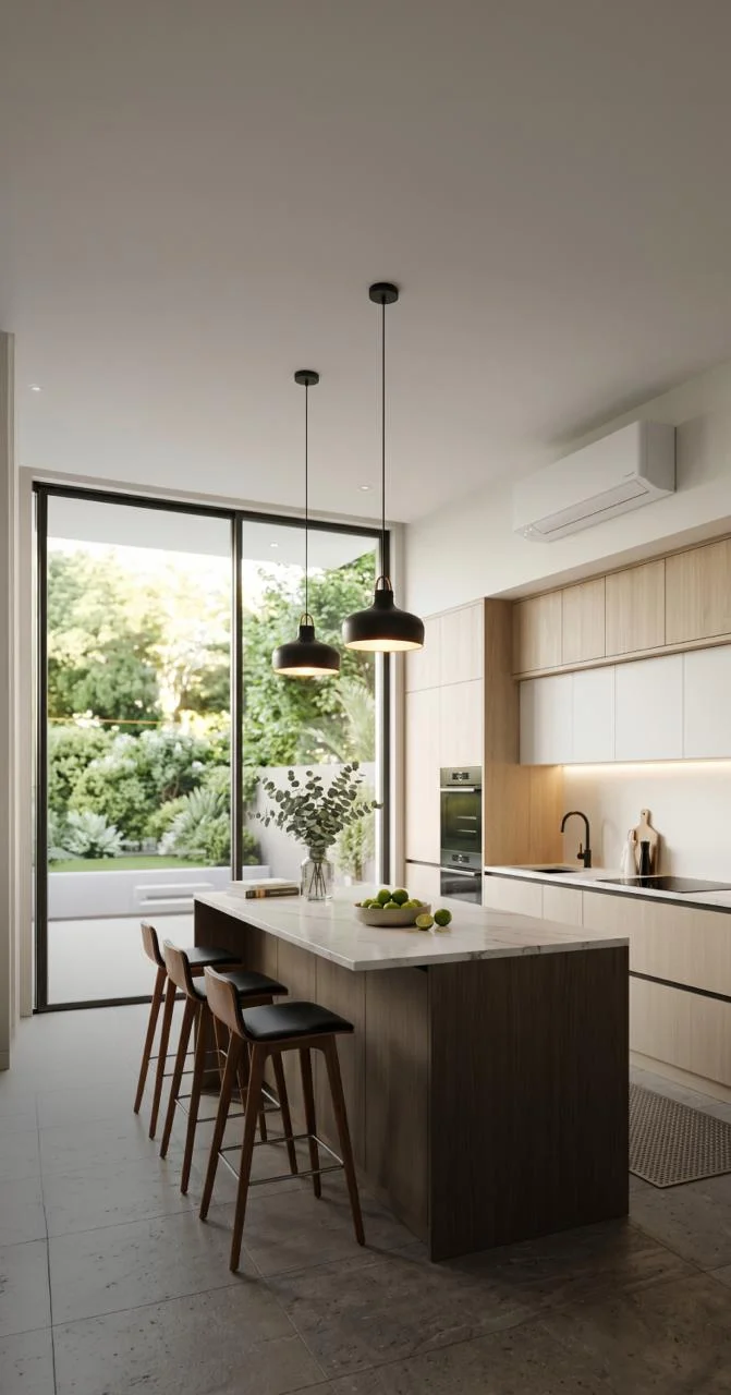 Intégration d'équipement de chauffage et rénovation énergétique dans une salle à manger