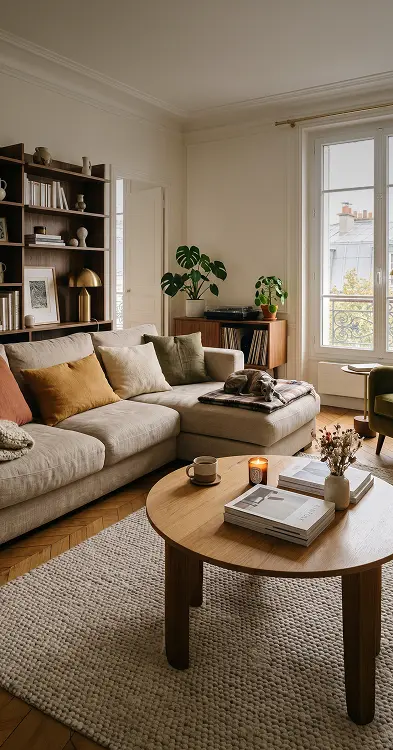 rénovation dans un salon rustique avec des meubles en bois