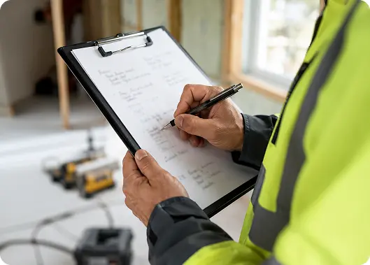 ingénieur réalisant un audit de chantier