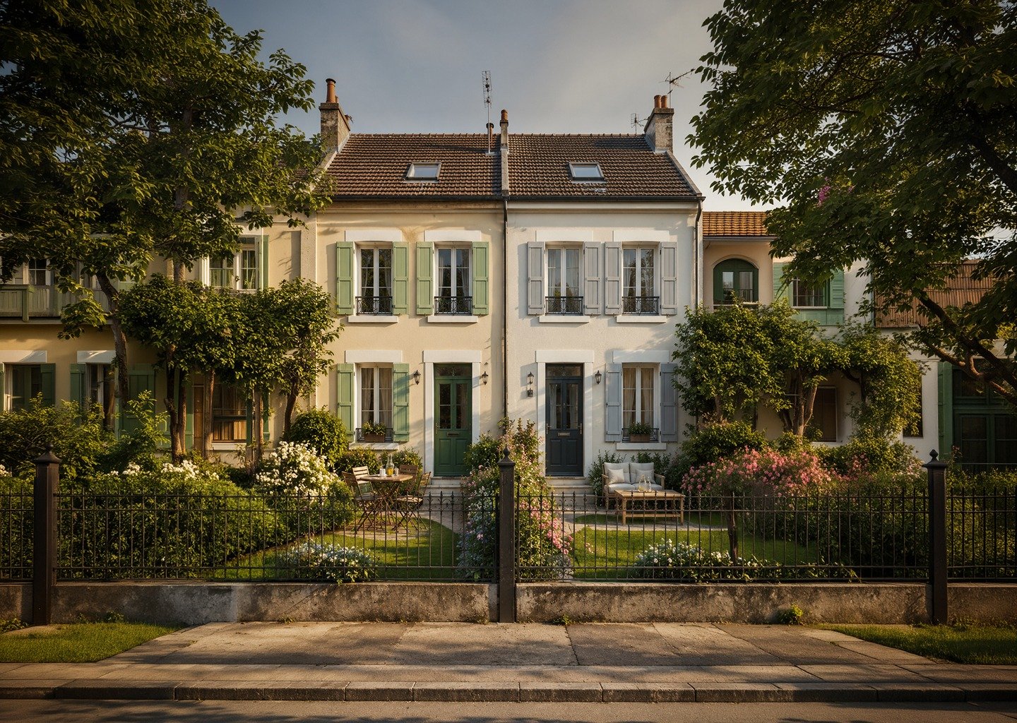 Chantier de rénovation extérieure de maisons mitoyennes