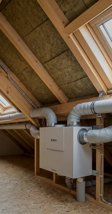 Installation d'un caisson de VMC dans les combles perdus